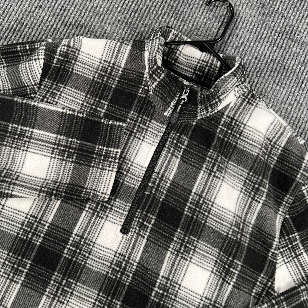 Roper Fleece Sweatshirt Mens XL Extra Large Black Plaid Long Sleeve 1/4 Zip Mock